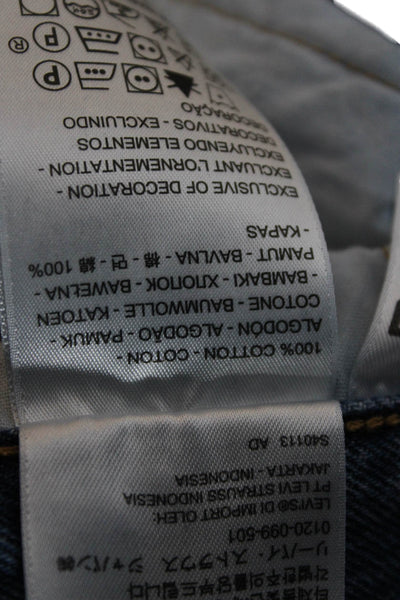 Levis Unisex Mom Straight Jeans Blue High Rise 100% Cotton Size 28