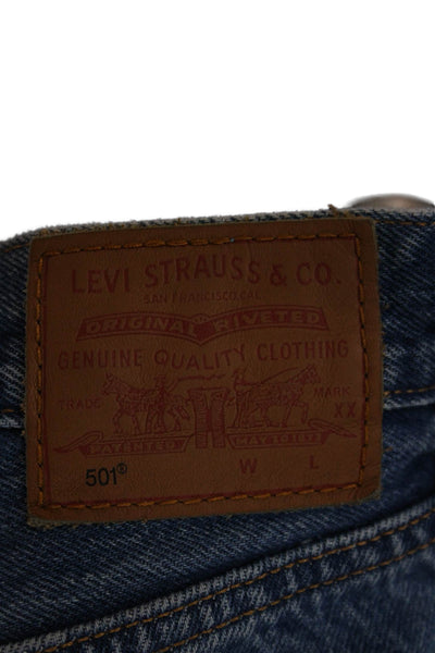 Levis Unisex Mom Straight Jeans Blue High Rise 100% Cotton Size 28
