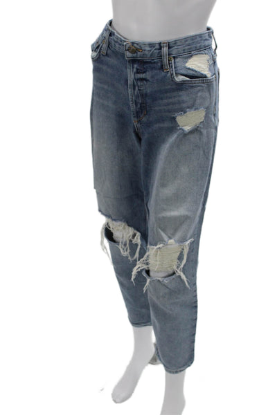 Joes Womens Boyfriend Cropped Blue Mid Rise Jeans Inseam 26 Size 28