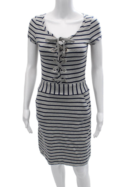 Love Moschino Womens Sweater Dress Gray Striped Cotton Elastane Size 2