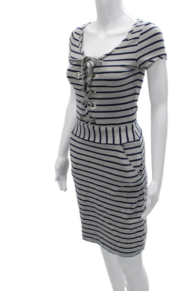 Love Moschino Womens Sweater Dress Gray Striped Cotton Elastane Size 2