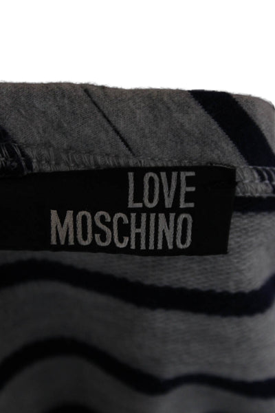 Love Moschino Womens Sweater Dress Gray Striped Cotton Elastane Size 2