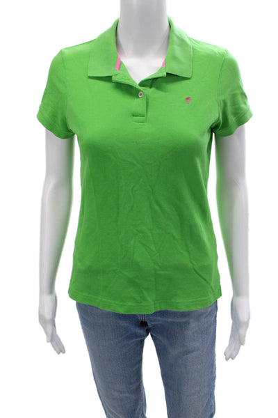 Lilly Pulitzer Women Collared Short Sleeve Polo Green Pima Cotton Size M