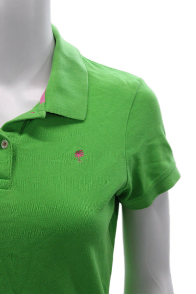 Lilly Pulitzer Women Collared Short Sleeve Polo Green Pima Cotton Size M