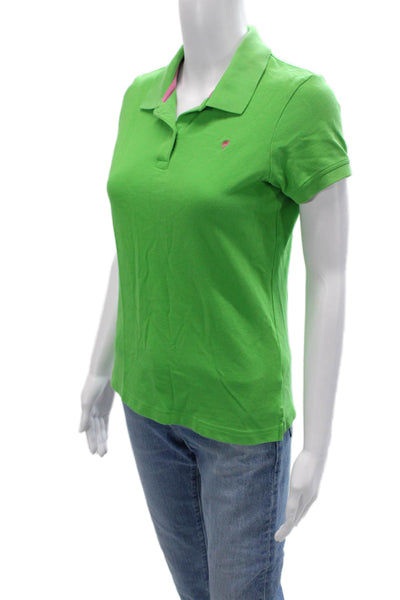 Lilly Pulitzer Women Collared Short Sleeve Polo Green Pima Cotton Size M