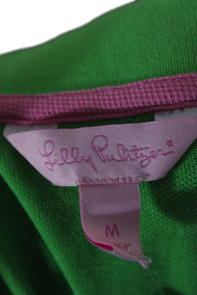 Lilly Pulitzer Women Collared Short Sleeve Polo Green Pima Cotton Size M