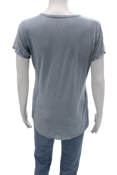 Head Womens Basic T-Shirt Light Blue Short Sleeve Round Neck Polyester Size S