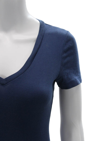 J Crew Women Basic V-Neck Short Sleeve Dark Blue 100% Cotton T-Shirt Size XS