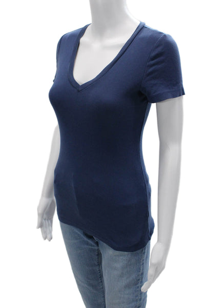 J Crew Women Basic V-Neck Short Sleeve Dark Blue 100% Cotton T-Shirt Size XS