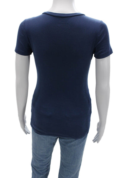 J Crew Women Basic V-Neck Short Sleeve Dark Blue 100% Cotton T-Shirt Size XS