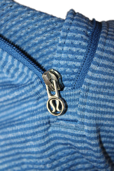 Lululemon Women Henley Hoodies Blue Striped High Neck Zip Size 6