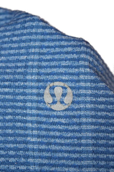 Lululemon Women Henley Hoodies Blue Striped High Neck Zip Size 6