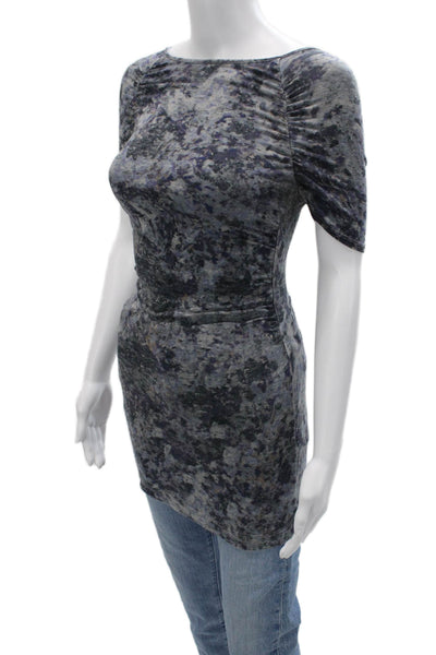 Theory Womens Tunic Dark Gray Nylon Blend Short Sleeve Round Neck Size S