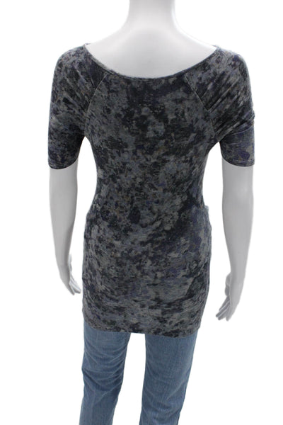 Theory Womens Tunic Dark Gray Nylon Blend Short Sleeve Round Neck Size S