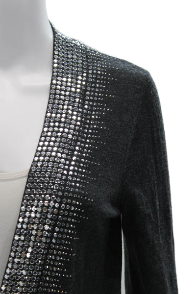 Tory Burch Unisex Dark Gray Merino Wool V-Neck Cardigan Sweater Size XS