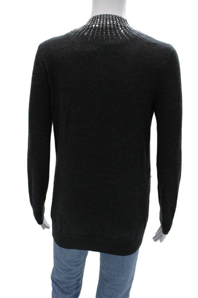 Tory Burch Unisex Dark Gray Merino Wool V-Neck Cardigan Sweater Size XS