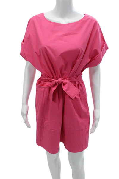 Finley Womens Shirt Dress Pink Cotton Button Round Neck Short 80s Size M