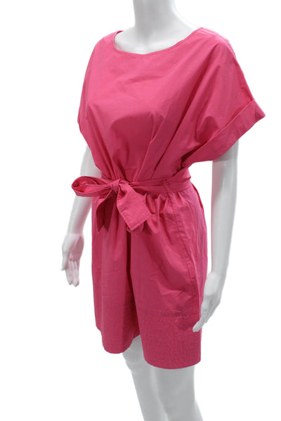 Finley Womens Shirt Dress Pink Cotton Button Round Neck Short 80s Size M