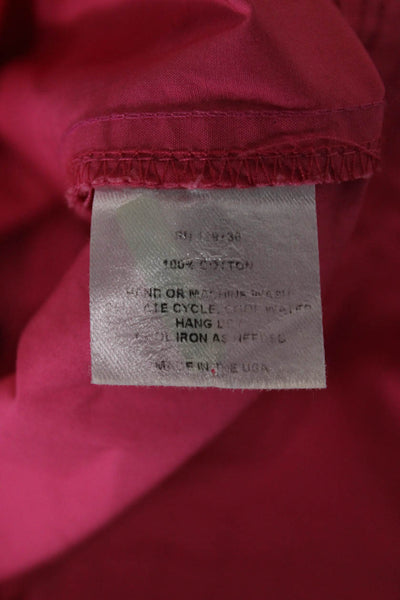 Finley Womens Shirt Dress Pink Cotton Button Round Neck Short 80s Size M