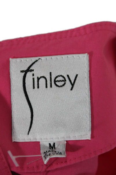 Finley Womens Shirt Dress Pink Cotton Button Round Neck Short 80s Size M