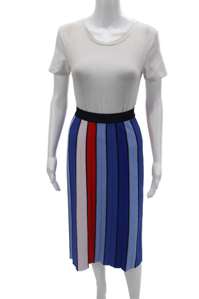 Tory Sport Women Pleated Striped Blue Skirt Size M