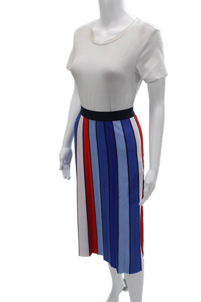 Tory Sport Women Pleated Striped Blue Skirt Size M