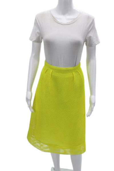 J Crew Collection Women Yellow A-Line Skirt Geometric Knee-Length Size 6
