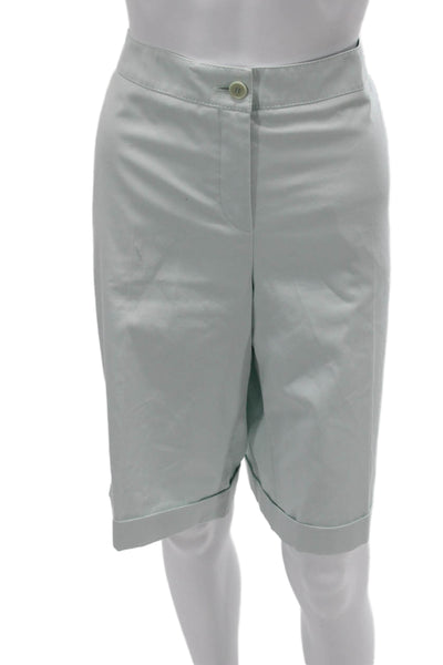 Akris Unisex Bermuda Chino Shorts Light Blue 98% Cotton 2% Elastane Size 12