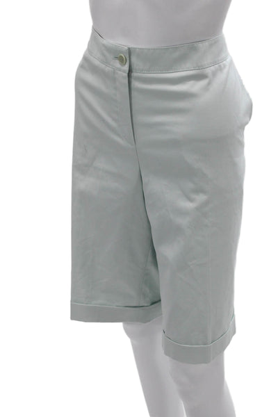 Akris Unisex Bermuda Chino Shorts Light Blue 98% Cotton 2% Elastane Size 12