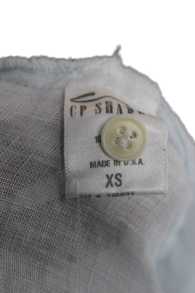 CP Shades Women 100% Linen Collared Long Sleeve Button-Up Light Blue Size XS