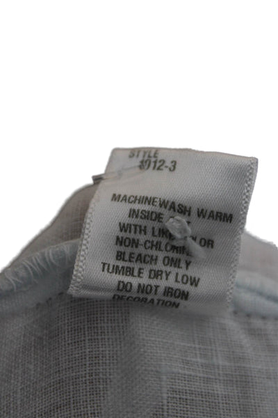 CP Shades Women 100% Linen Collared Long Sleeve Button-Up Light Blue Size XS