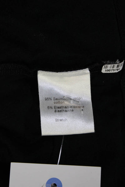 Akris Punto Women Basic T-Shirt Black 3/4 Sleeve Round Neck Cotton Size S