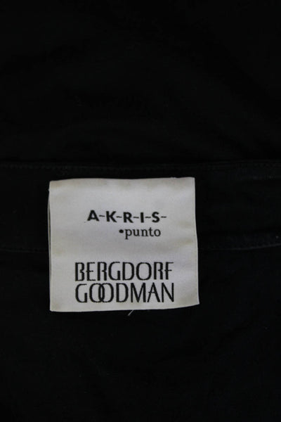 Akris Punto Women Basic T-Shirt Black 3/4 Sleeve Round Neck Cotton Size S