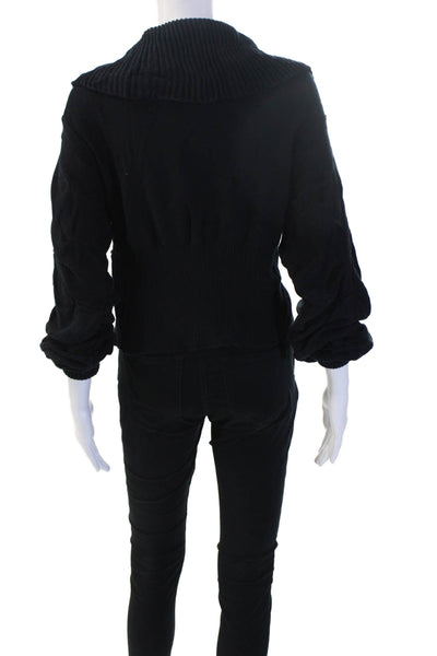 Sonia Rykiel Women Collared Cotton Blend Button Jacket Black 3/4 Sleeve Size 44
