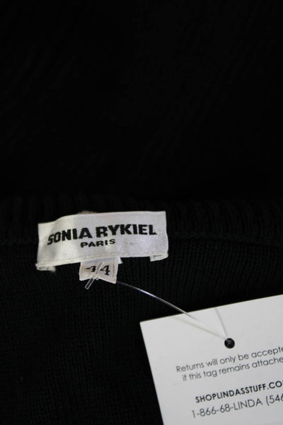 Sonia Rykiel Women Collared Cotton Blend Button Jacket Black 3/4 Sleeve Size 44