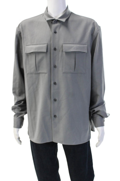 Boss Hugo Boss Mens Point Collar Button-Up Coat Gray Size 2XL