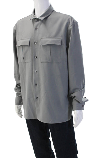 Boss Hugo Boss Mens Point Collar Button-Up Coat Gray Size 2XL