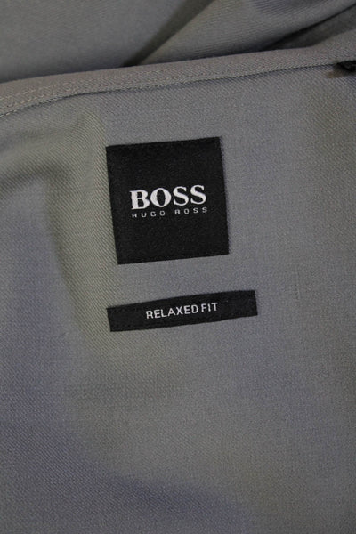 Boss Hugo Boss Mens Point Collar Button-Up Coat Gray Size 2XL