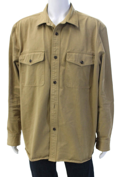 Banana Republic Mens Point Collar Button-Up Jacket Tan Long Sleeve Size XL