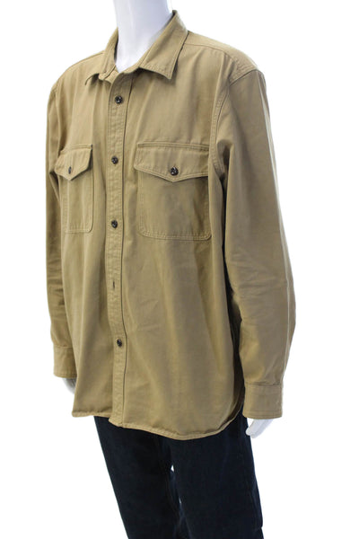 Banana Republic Mens Point Collar Button-Up Jacket Tan Long Sleeve Size XL