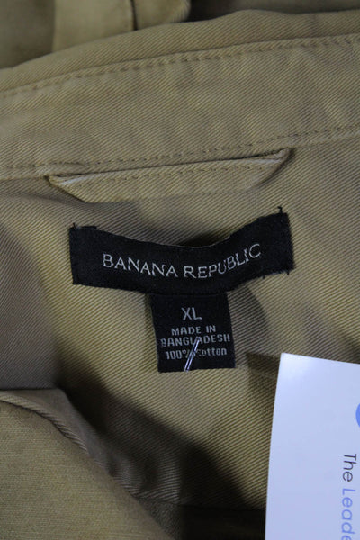 Banana Republic Mens Point Collar Button-Up Jacket Tan Long Sleeve Size XL