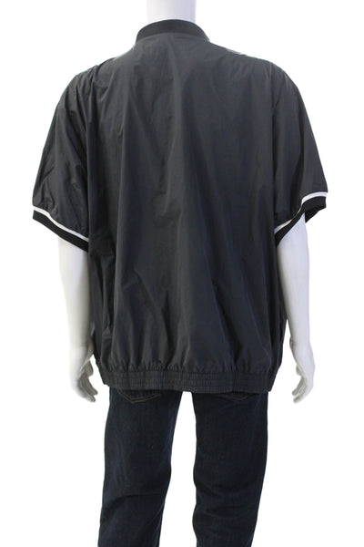 Nike Mens Windbreaker Button Black Mock Neck Short Sleeve Polyester Size 2XL