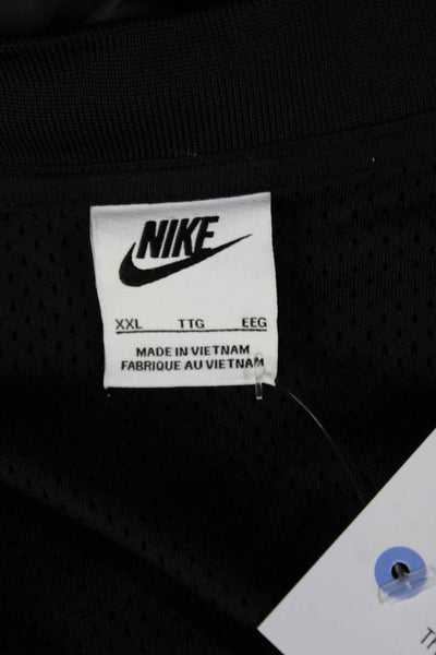 Nike Mens Windbreaker Button Black Mock Neck Short Sleeve Polyester Size 2XL