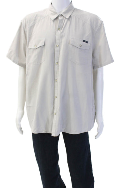 Lucky Brand Mens Cotton Short Sleeve Collared Button-Down Shirt Gray Size 2XL
