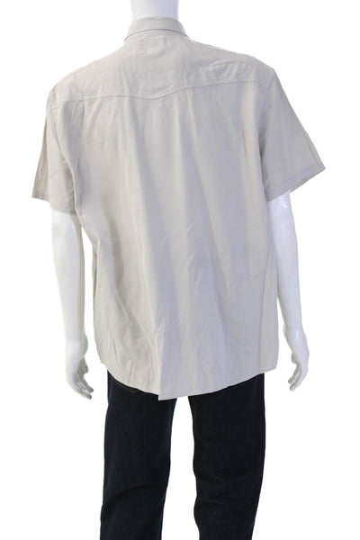 Lucky Brand Mens Cotton Short Sleeve Collared Button-Down Shirt Gray Size 2XL