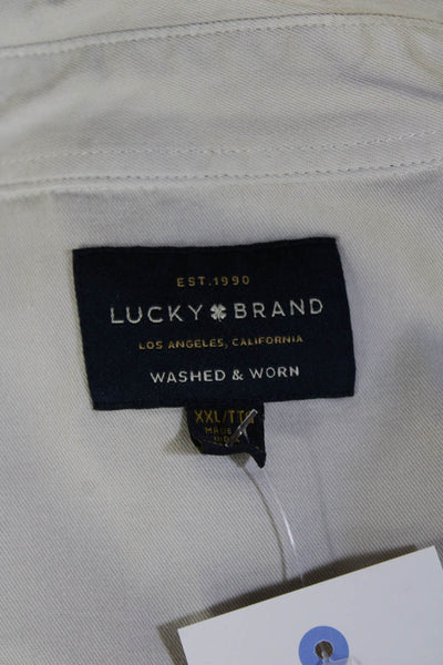 Lucky Brand Mens Cotton Short Sleeve Collared Button-Down Shirt Gray Size 2XL