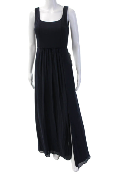 Adrianna Papell Women Maxi Tank Dress Black Square Neck Zip Size 2