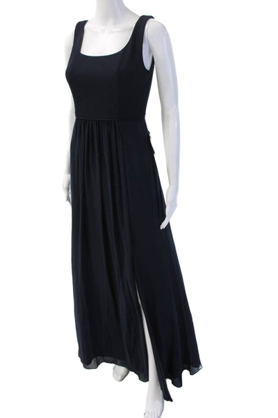 Adrianna Papell Women Maxi Tank Dress Black Square Neck Zip Size 2