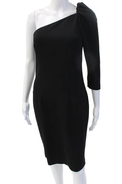 Trina Turk Womens Sheath Dress Black 3/4 Sleeve Zip Size 2