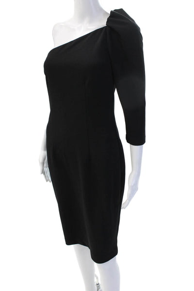 Trina Turk Womens Sheath Dress Black 3/4 Sleeve Zip Size 2